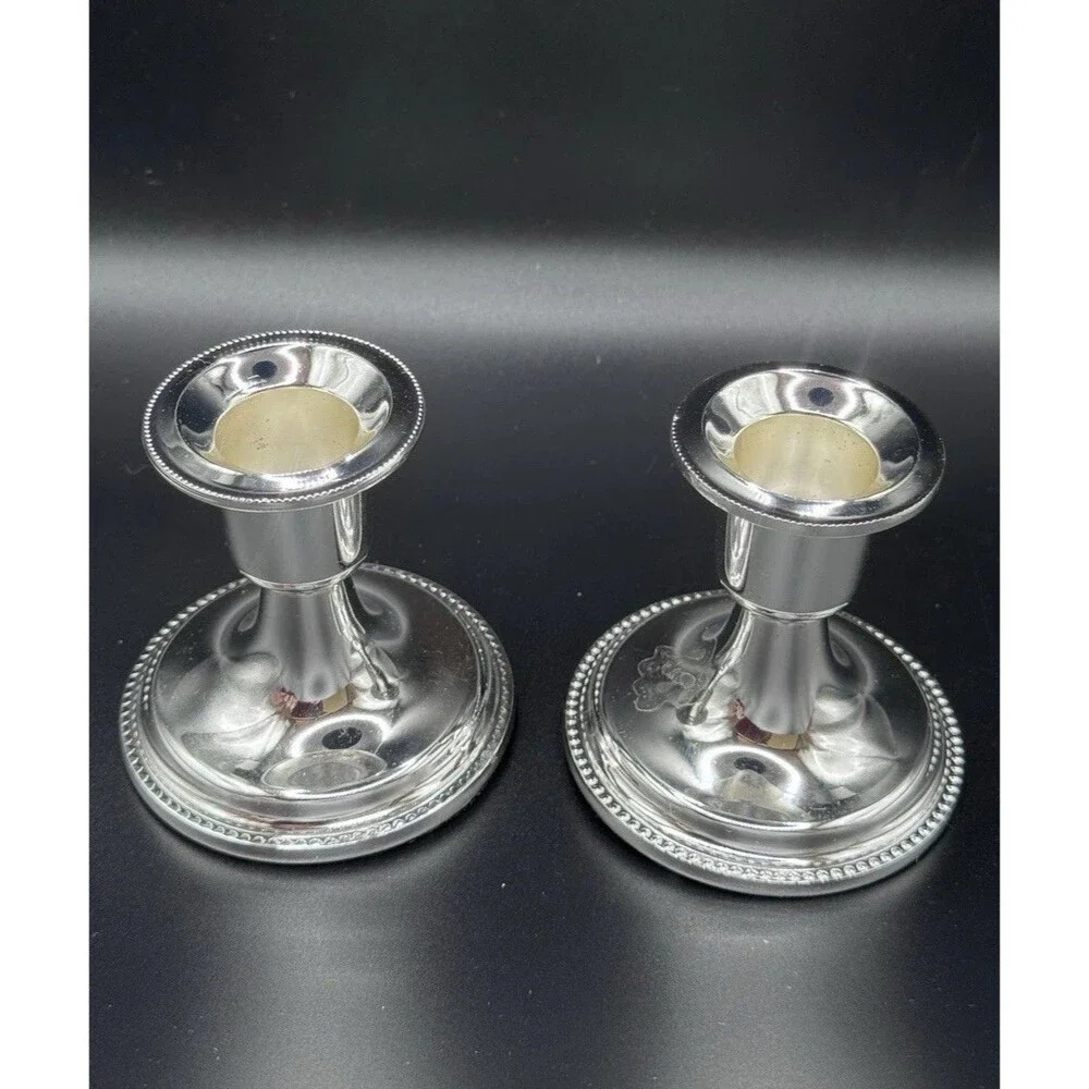 International Silver Co Mayfair 408 Silverplate Candlesticks Pair England NOS
